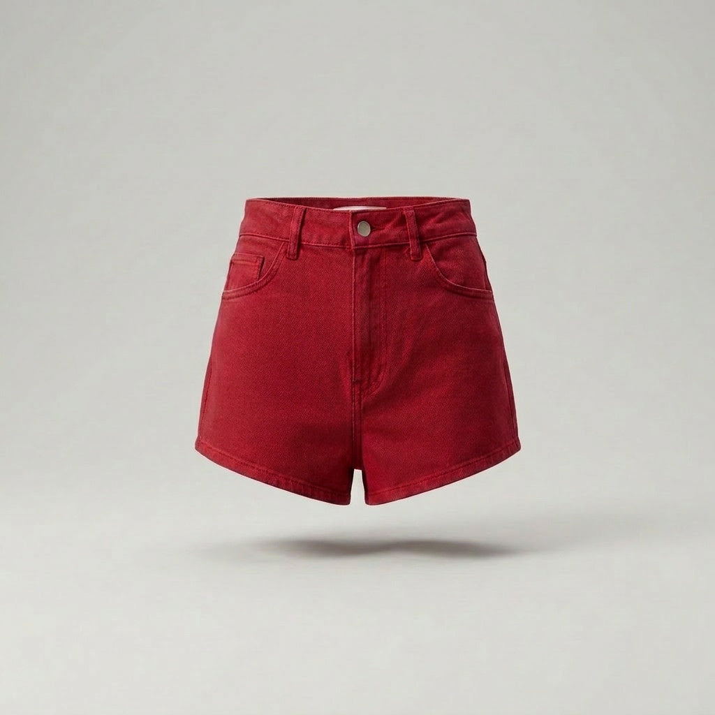 ZARA Red High-Waist Mini Shorts with Patch Pockets - photo 7
