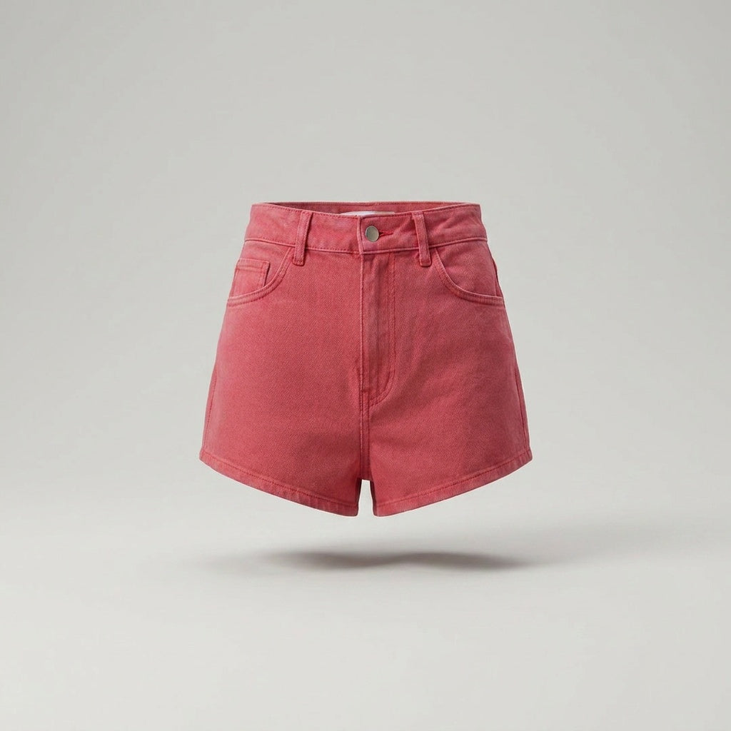 ZARA Red High-Waist Mini Shorts with Patch Pockets - photo 1