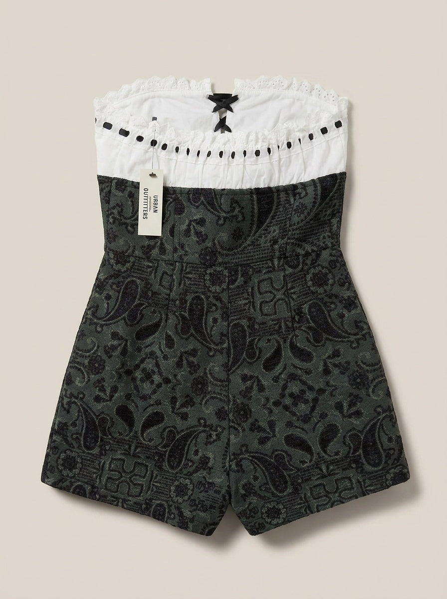 Urban Outfitters Strapless Romper with Paisley Shorts and Eyelet Trim - photo 2