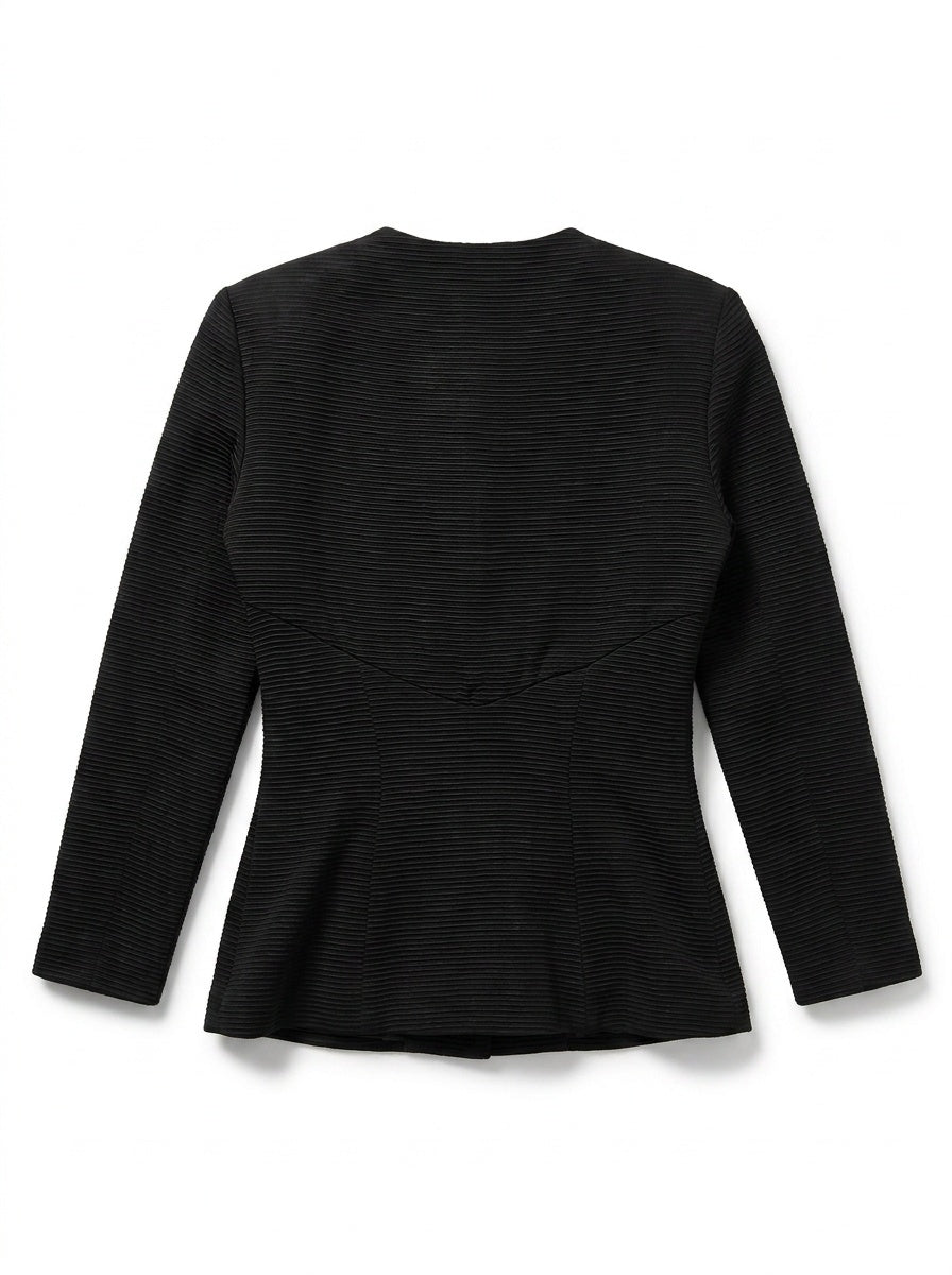 Vicky Tiel COUTURE Black Fitted Jacket with Ruffle Bib - photo 2