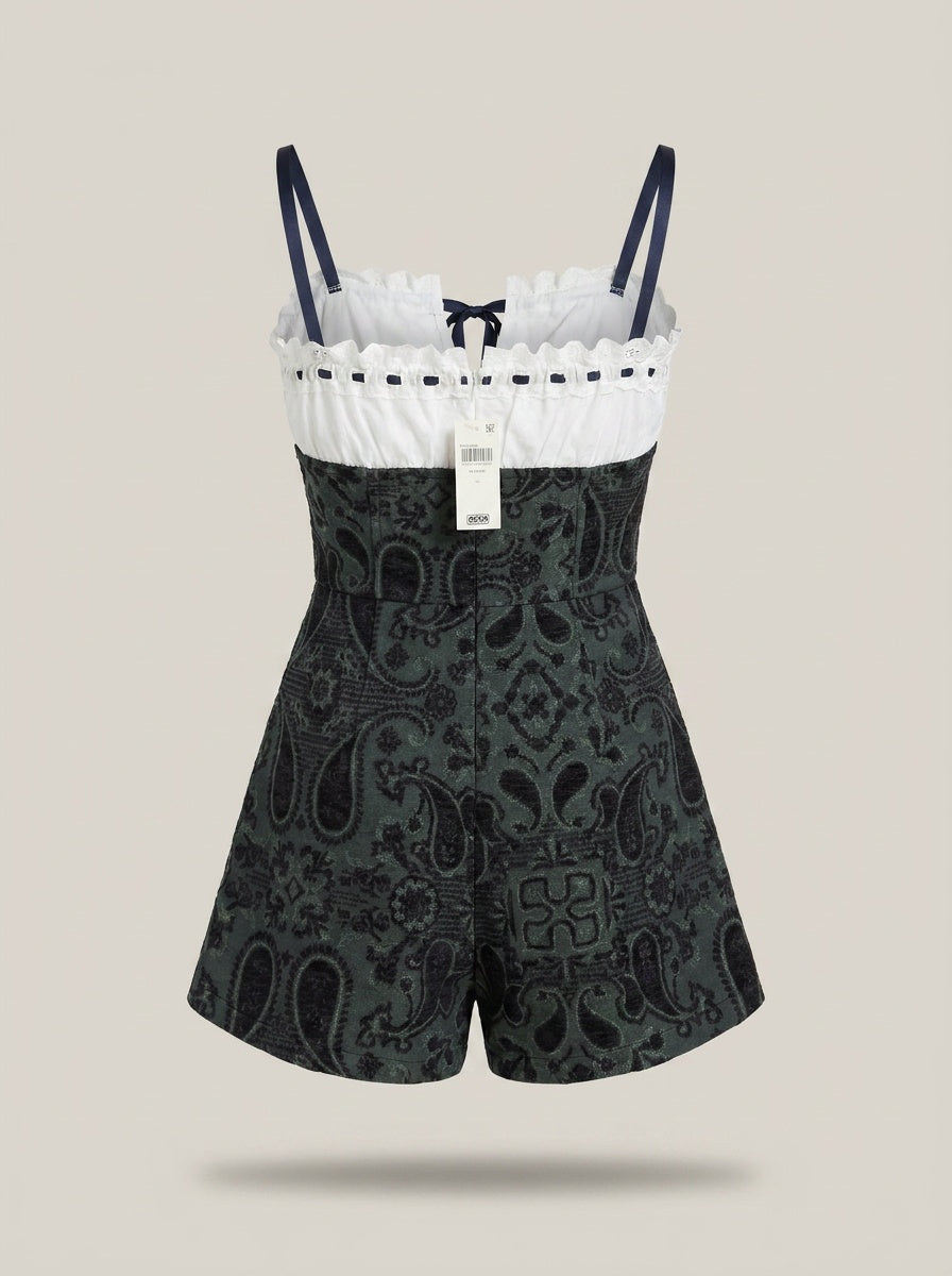Urban Outfitters Strapless Paisley Romper with White Ruffle Bust - SP - photo 2