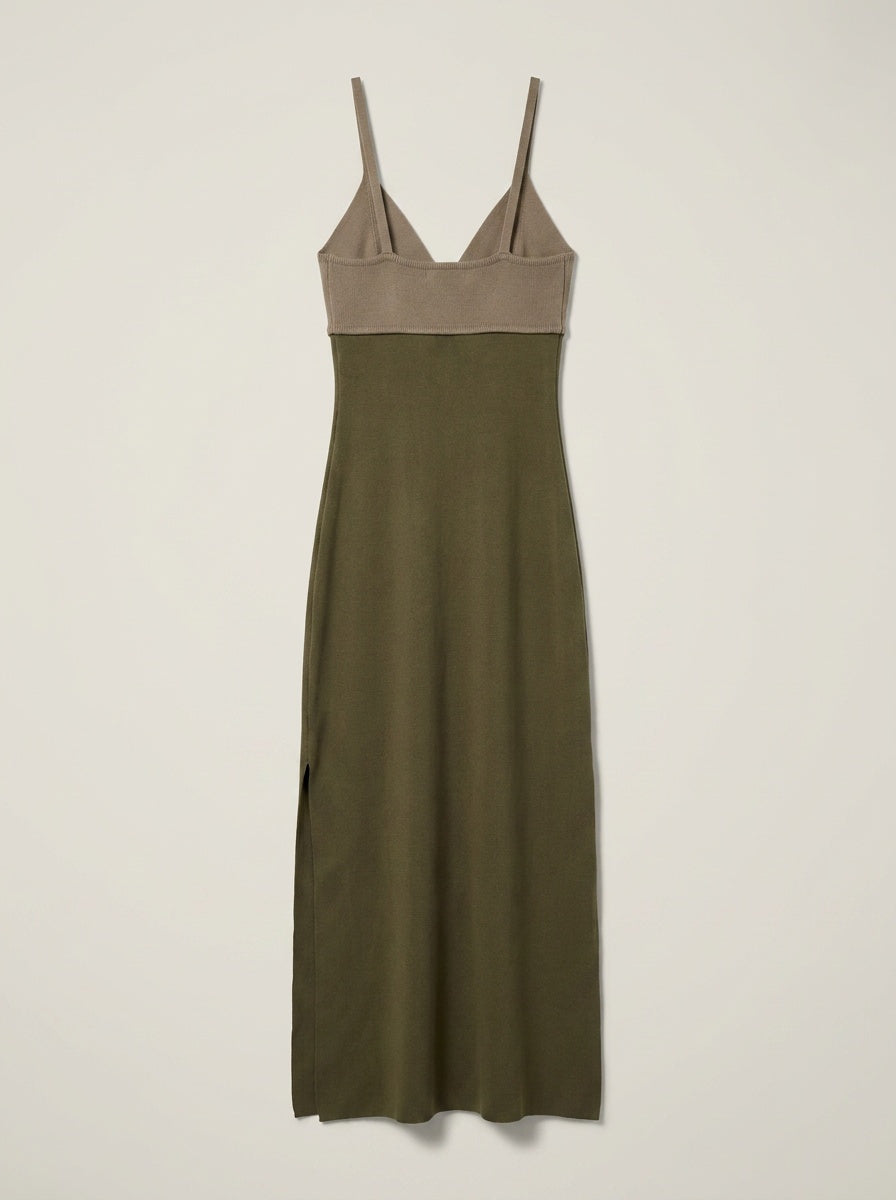 Emory Park Two-Tone Knit Maxi Dress in Olive and Taupe - photo 2