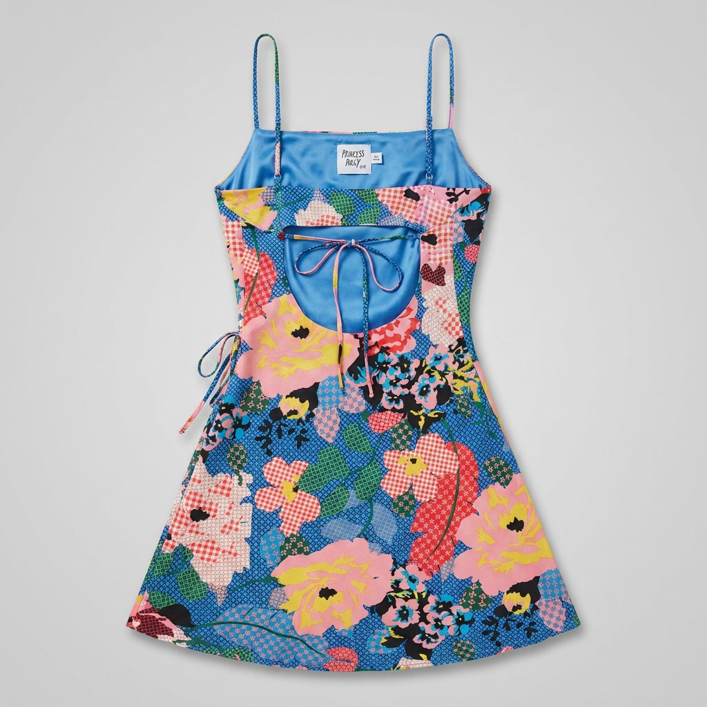 Princess Polly Bold Floral Patchwork Mini Slip Dress with Open Back Cutout - photo 2