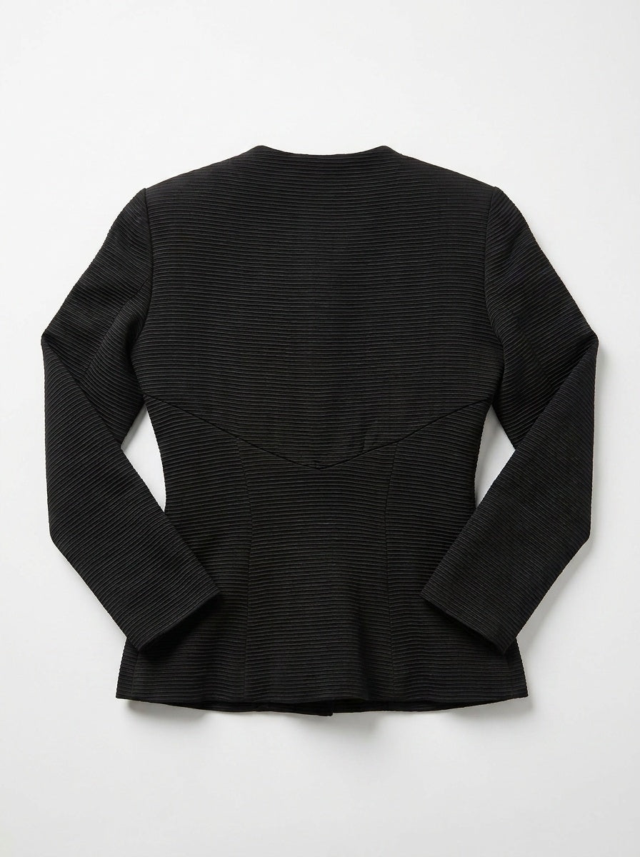 Vicky Tiel COUTURE Fitted Black Jacket with Ruffle Bib - photo 2