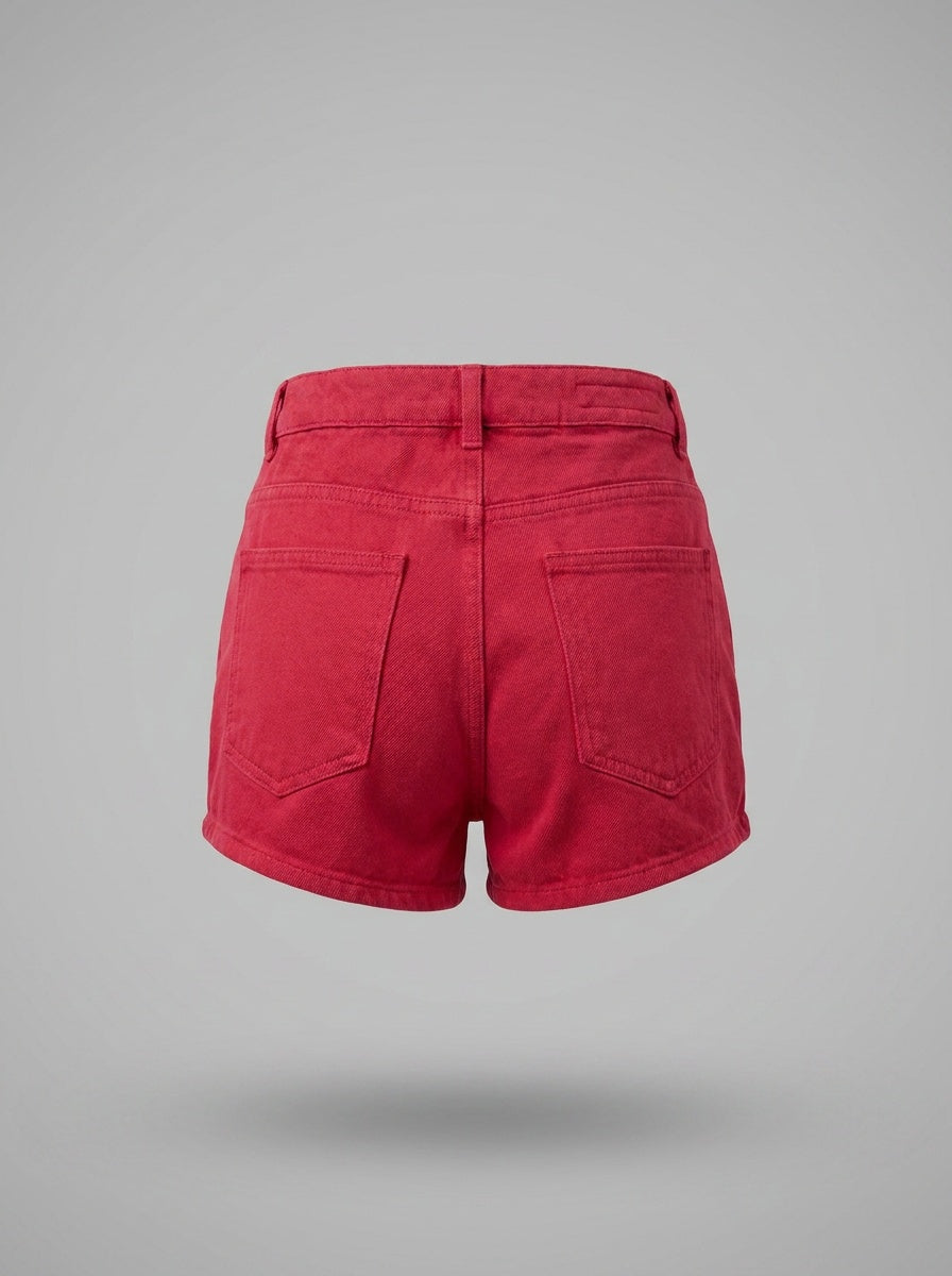 ZARA Red High-Waist Mini Shorts with Patch Pockets - photo 2