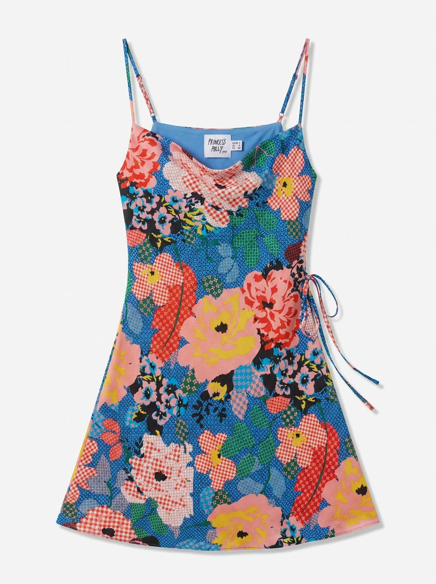 Princess Polly Bold Floral Patchwork Mini Slip Dress with Open Back Cutout - photo 1