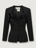 Vicky Tiel COUTURE Fitted Black Jacket with Ruffle Bib - photo 1