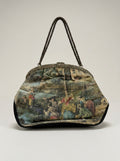 Ornate Gold-Tone Evening Clutch with Scenic Figural Print - photo 1