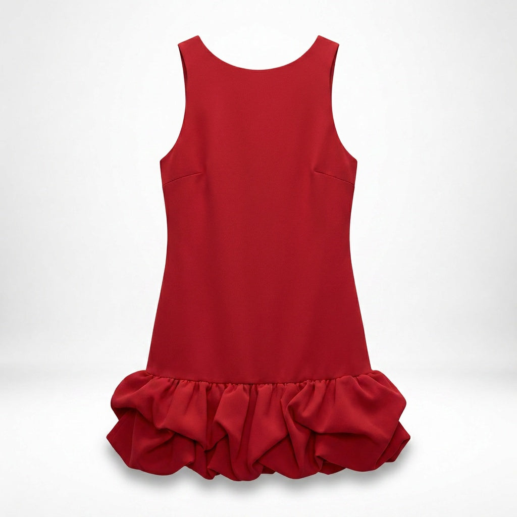 ZARA Red Sleeveless Mini Dress with Ruffle Hem - photo 1