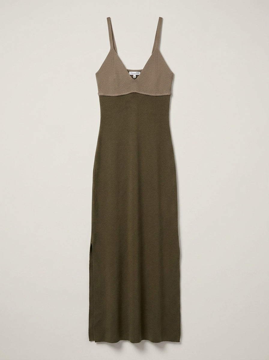 Emory Park Two-Tone Knit Maxi Dress in Olive and Taupe - photo 1