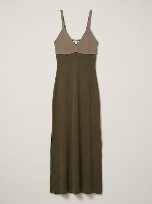 Emory Park Two-Tone Knit Maxi Dress in Olive and Taupe - photo 1