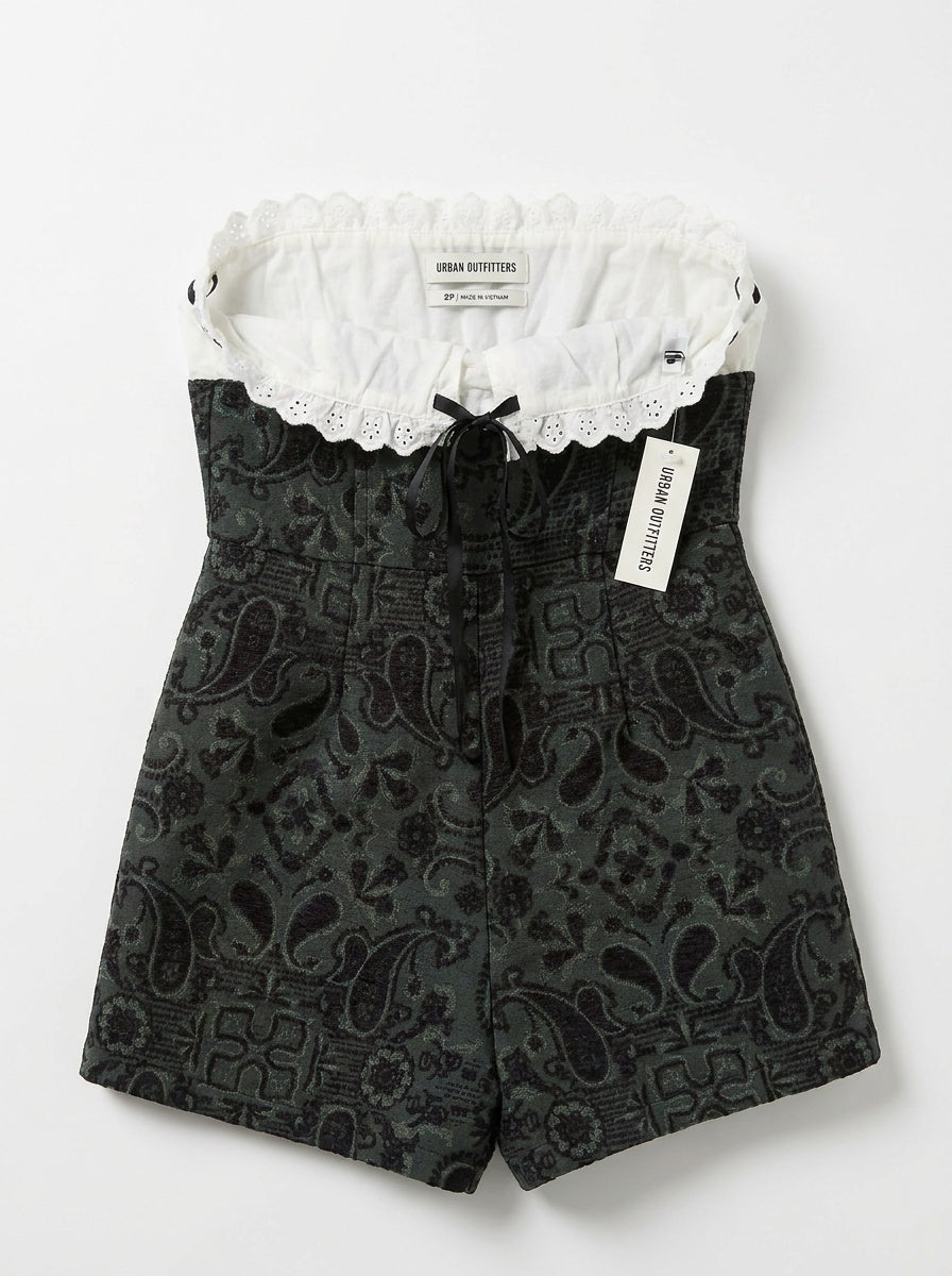 Urban Outfitters Strapless Romper with Paisley Shorts and Eyelet Trim - photo 1
