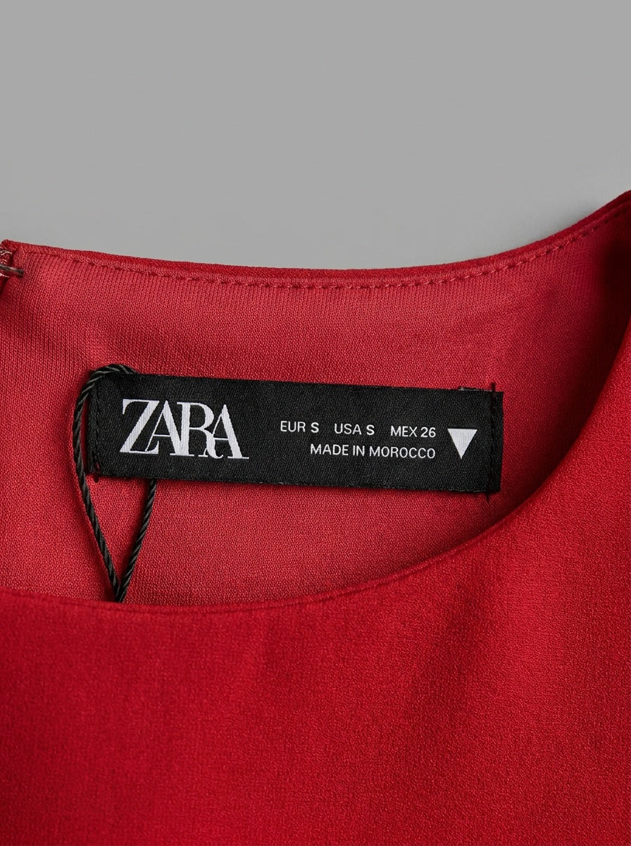 ZARA Red Sleeveless Mini Dress with Ruffle Hem - photo 3