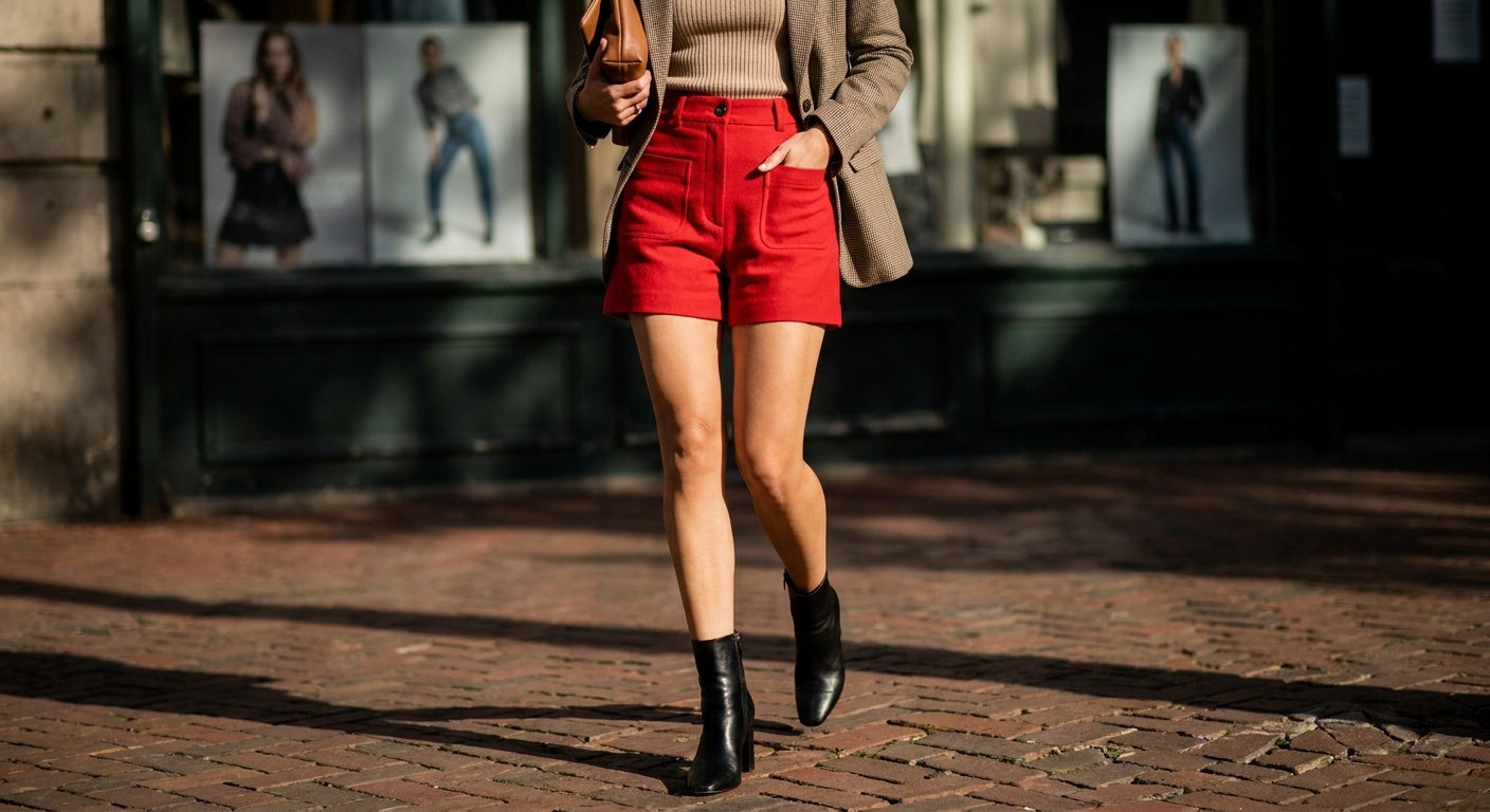 ZARA Red High-Waist Mini Shorts with Patch Pockets - photo 4
