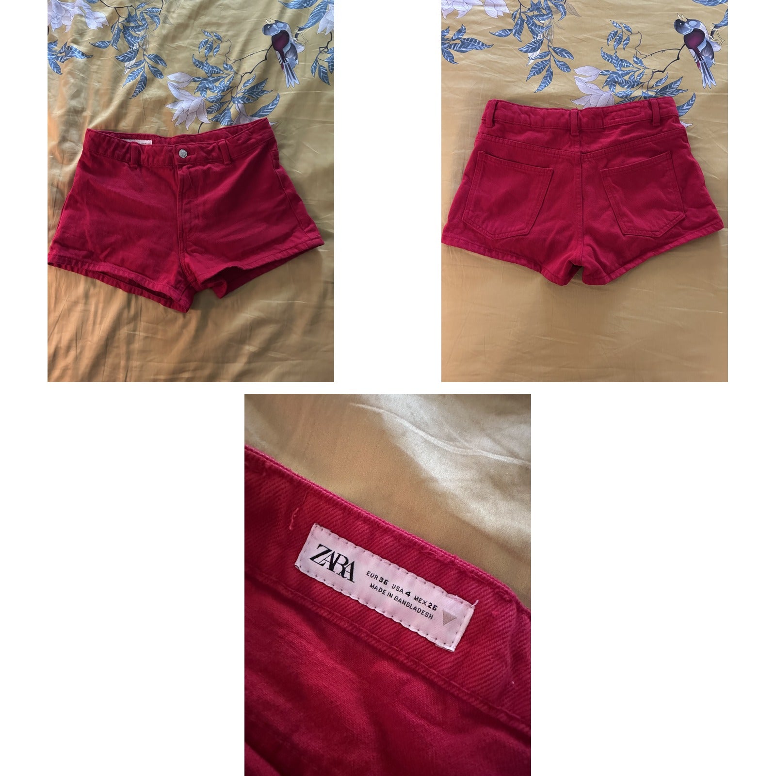 ZARA Red High-Waist Mini Shorts with Patch Pockets - photo 6