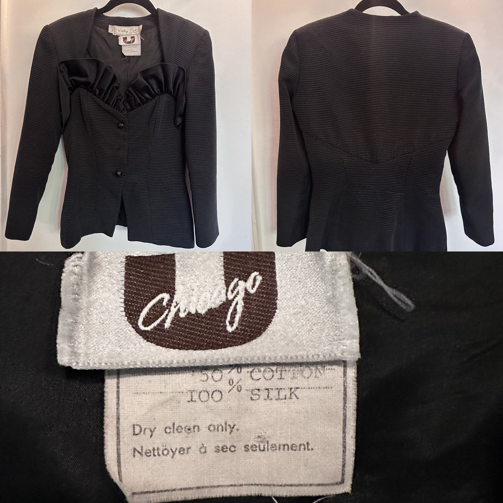 Vicky Tiel COUTURE Black Fitted Jacket with Ruffle Bib - photo 6