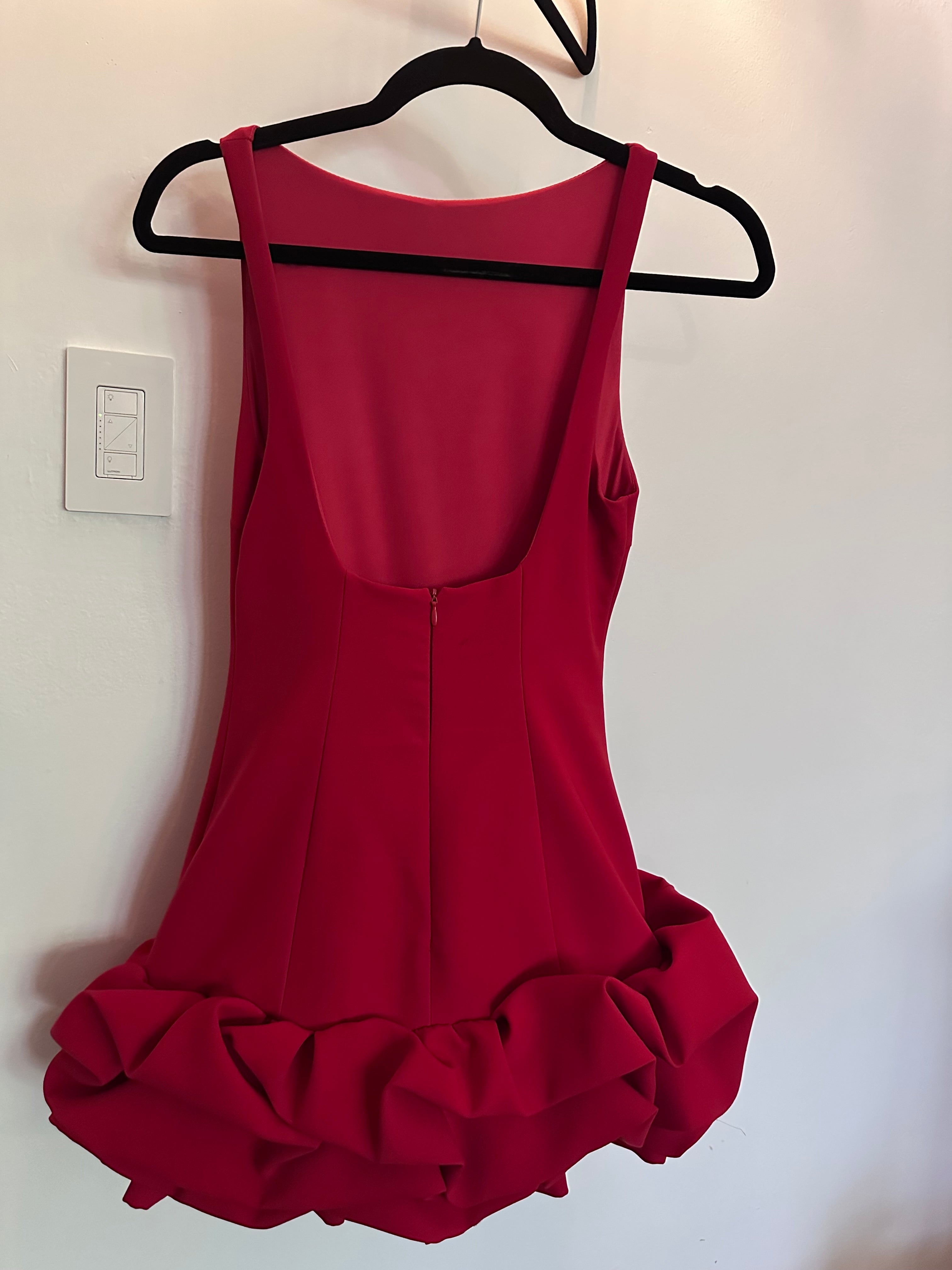 ZARA Red Sleeveless Mini Dress with Ruffle Hem - photo 6