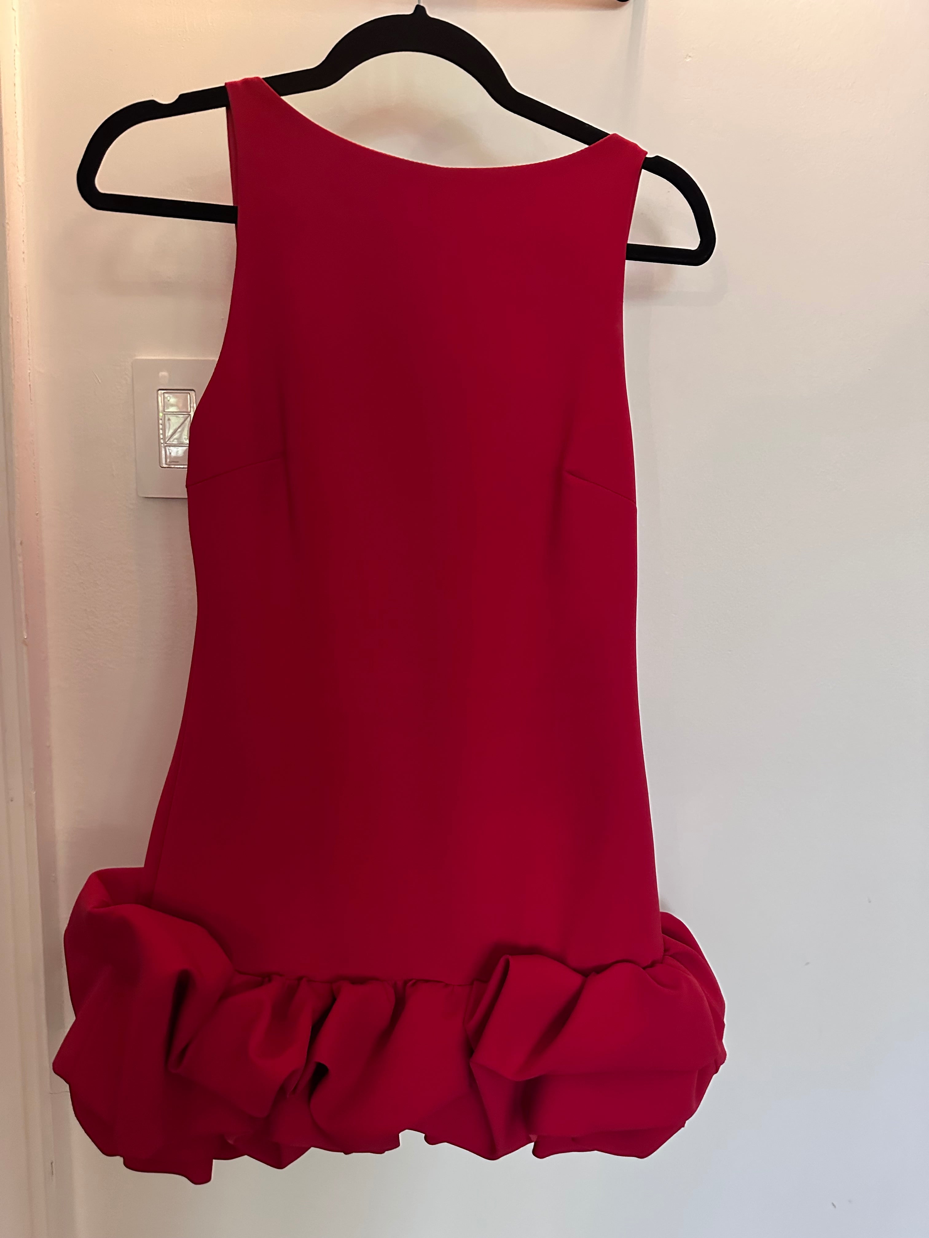 ZARA Red Sleeveless Mini Dress with Ruffle Hem - photo 5