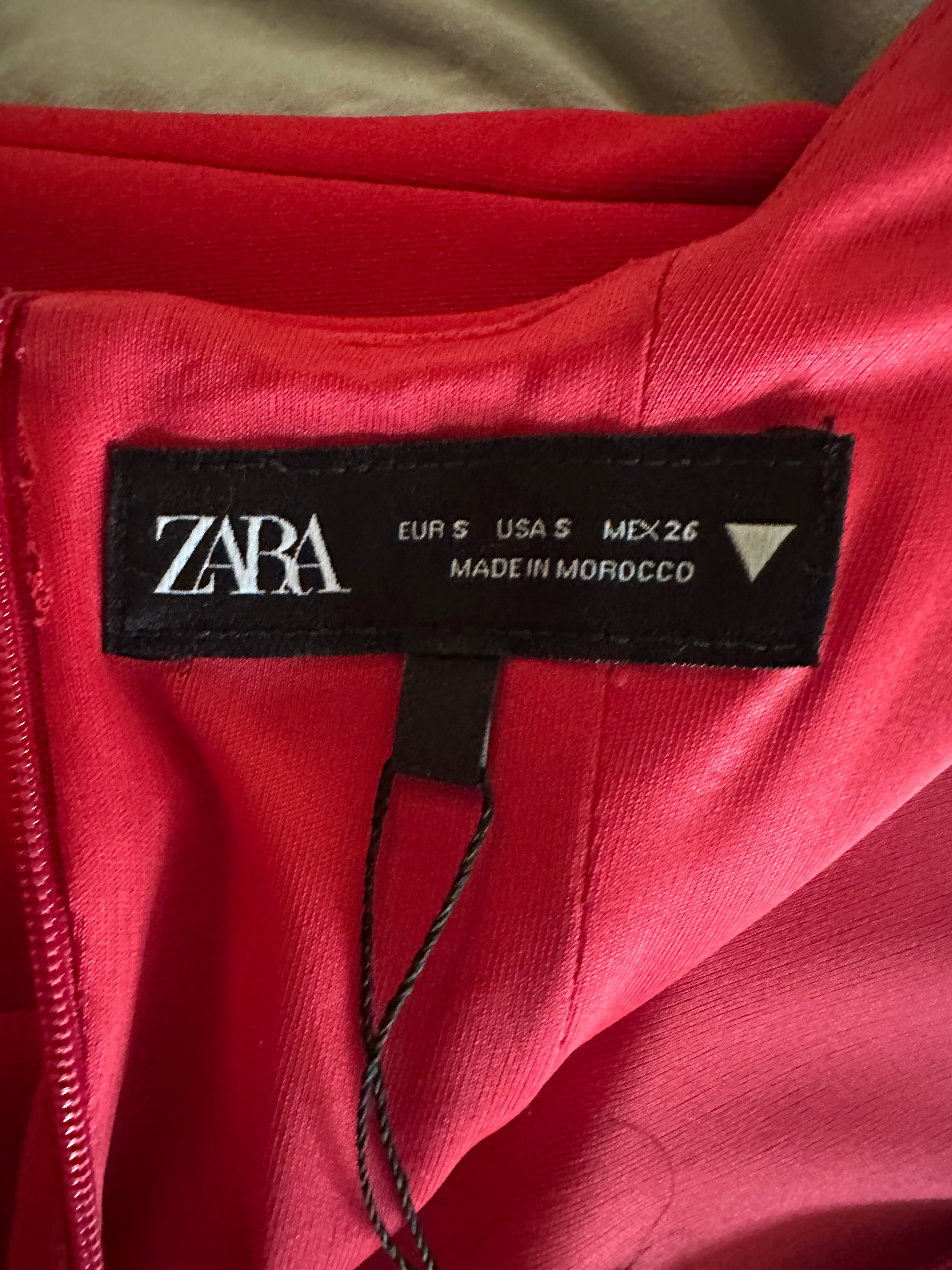 ZARA Red Sleeveless Mini Dress with Ruffle Hem - photo 7
